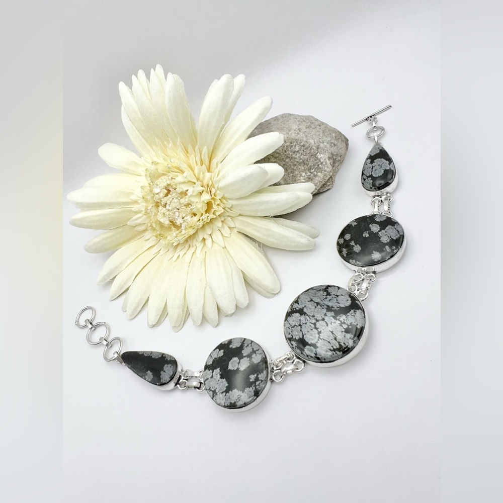 SNOWFLAKE OBSIDIAN BRACELET